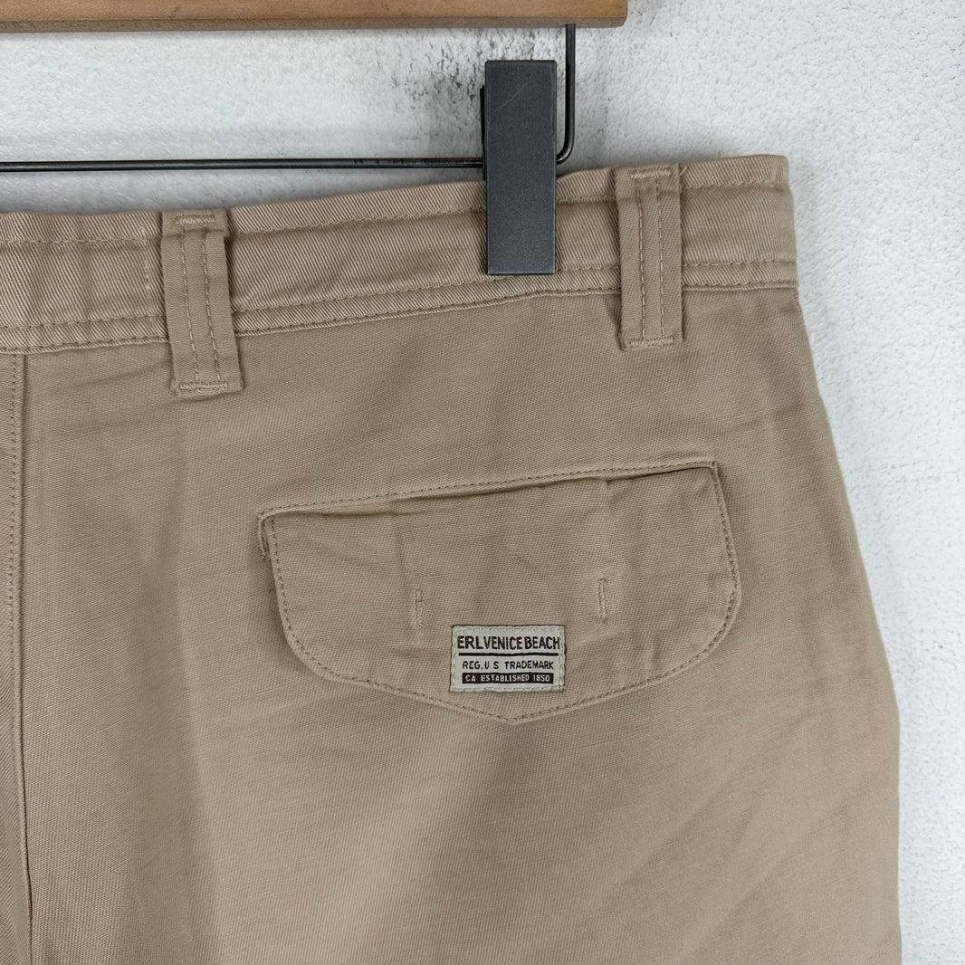 ERL Cropped Long Khaki Shorts