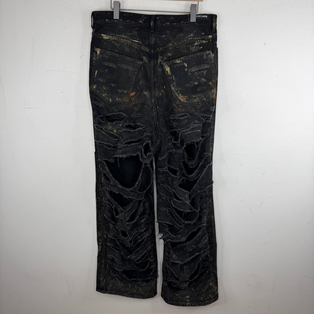 Balenciaga Mud Wash Destroyed Jeans
