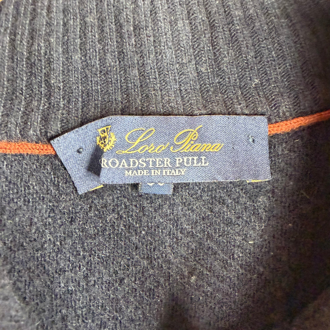 Loro Piana Navy Roadster Pull Cashmere Quarter Zip Jacket