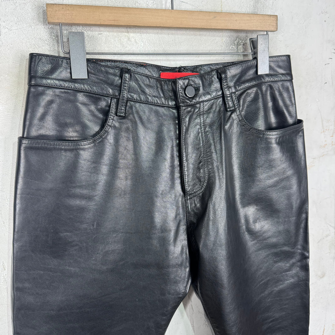 424 Leather Denim Pants