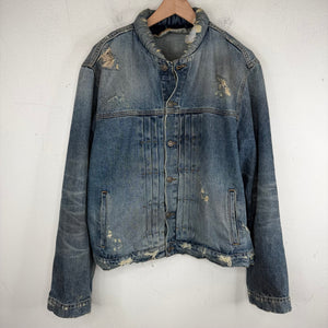 424 Distressed Puffer Collar Trucker Jacket