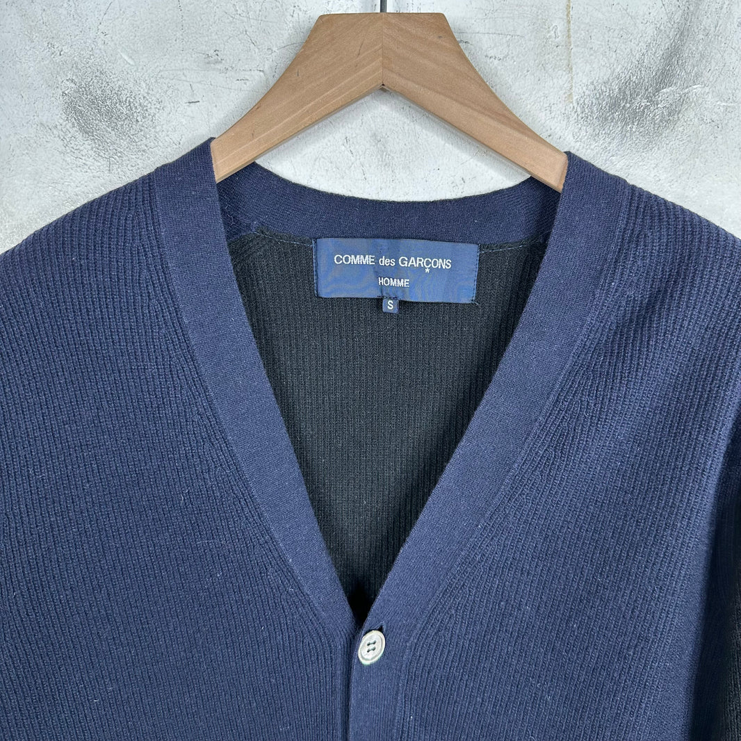 CDG Homme Paneled Striped Cardigan Sweater