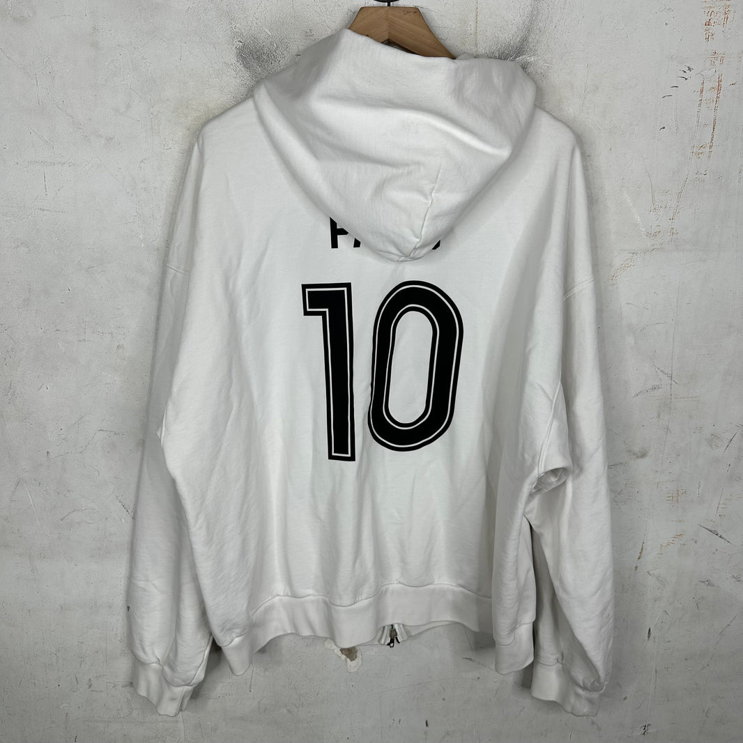 Balenciaga White Soccer Zip Hoodie