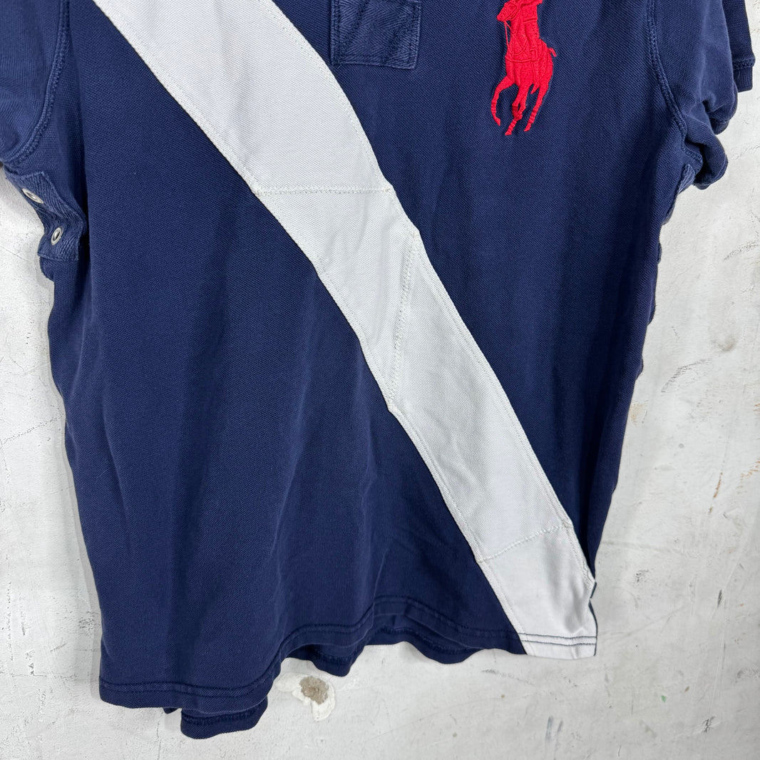 Ralph Lauren Navy Red Big Pony Diagnal Stripe Polo