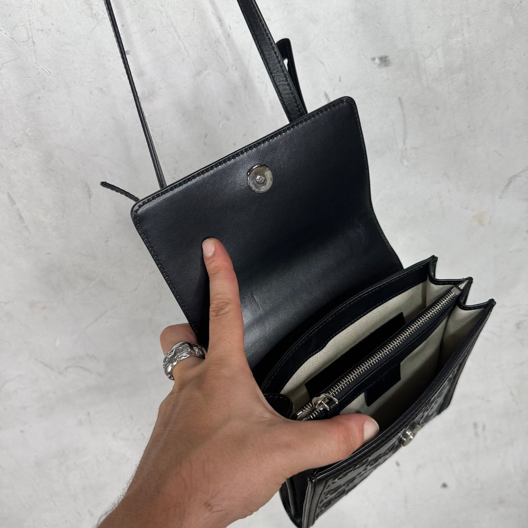 Gucci Flap Embossed Monogram Crossbody
