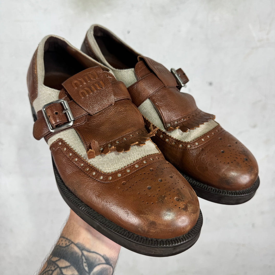Miu Miu x Churches Distressed Strapped Derbies