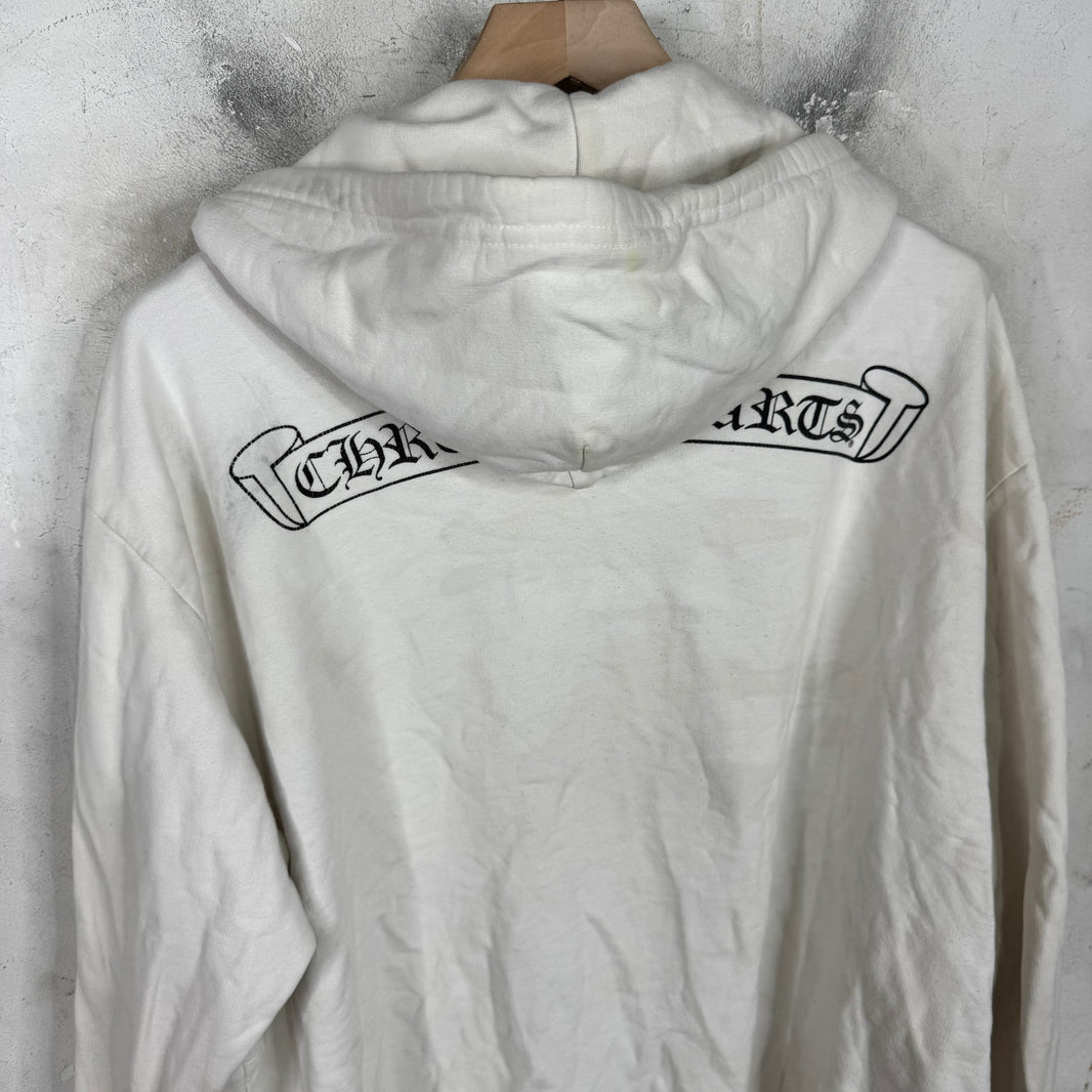 Chrome Hearts Smoked Script Sleeve White Zip Hoodie