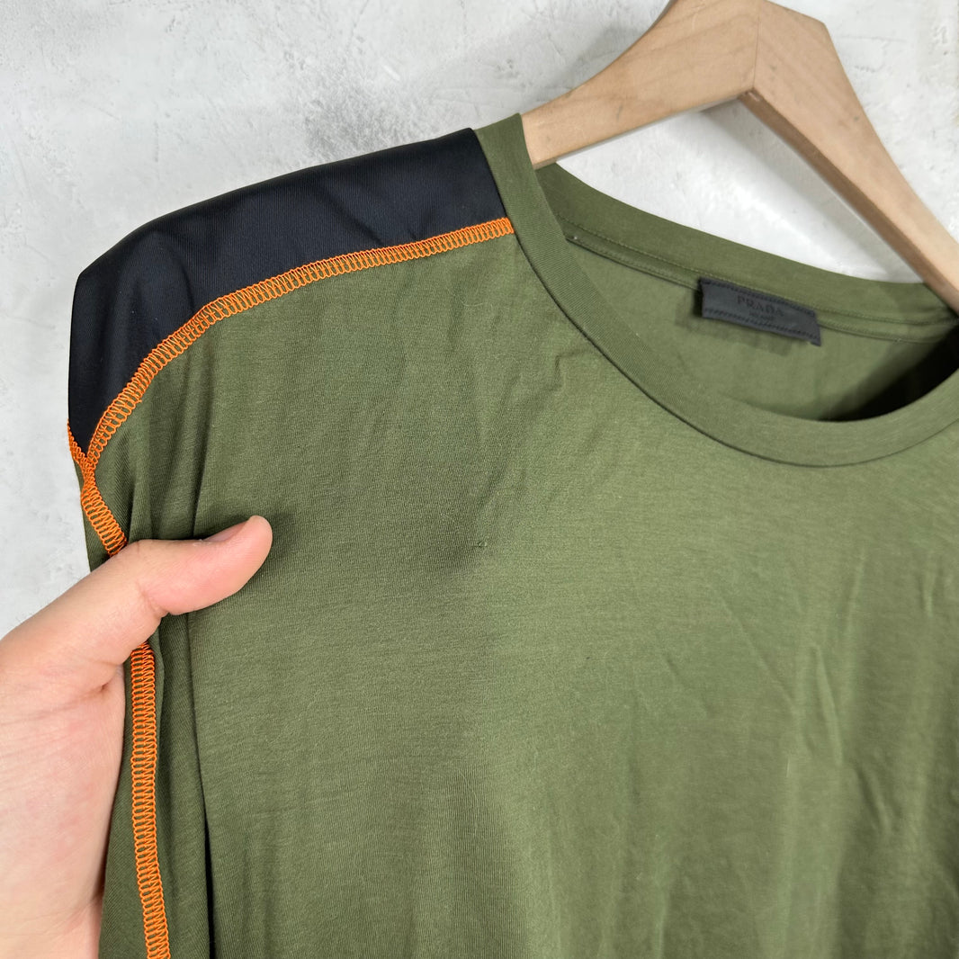 Prada Nylon Paneled Plaque T-Shirt