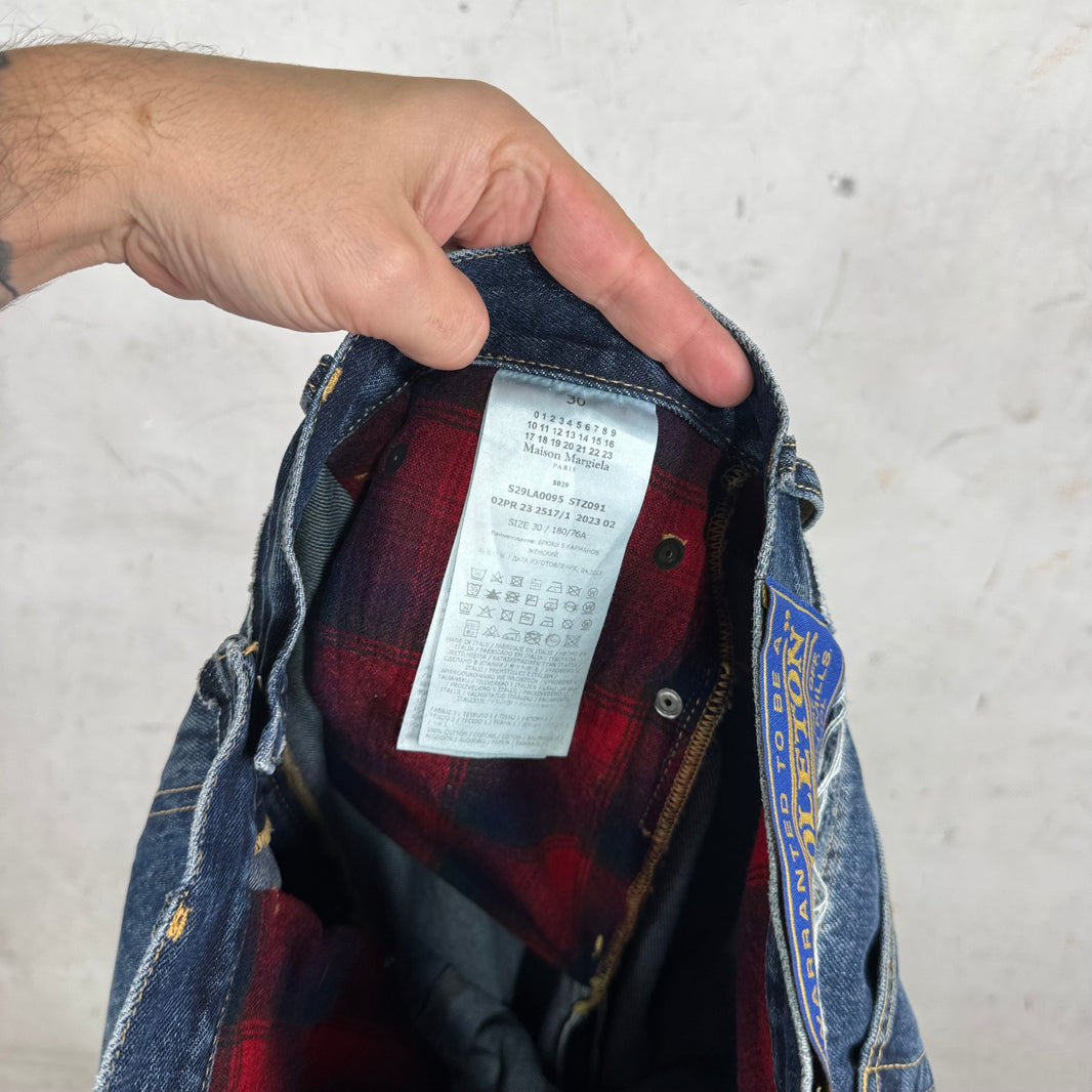Margiela Pendleton Layered Distressed Jeans