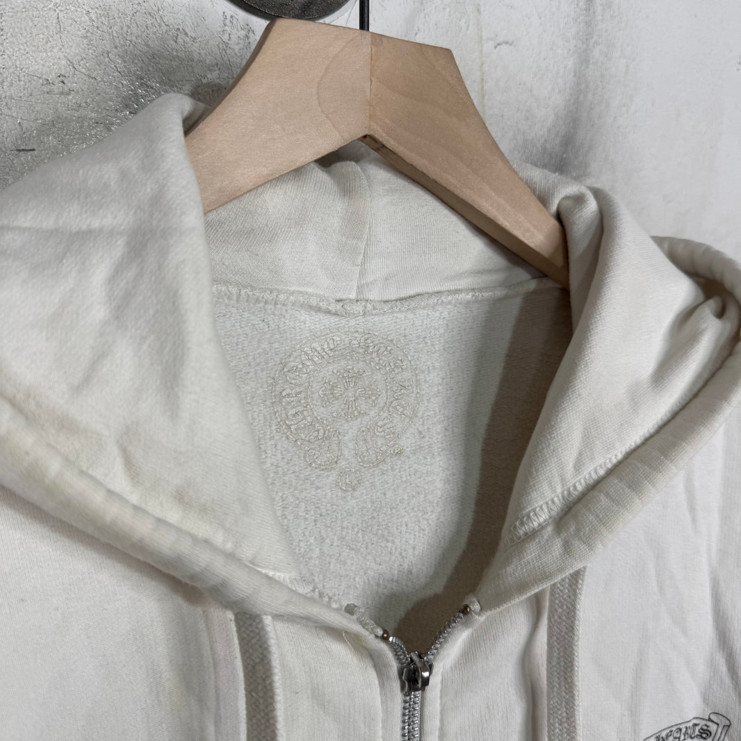 Chrome Hearts Smoked Script Sleeve White Zip Hoodie
