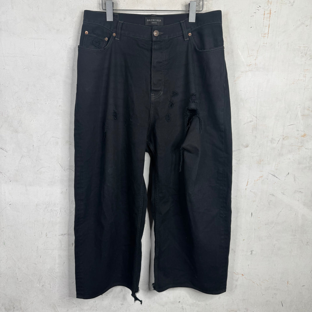 Balenciaga Distressed Black Baggy Jeans