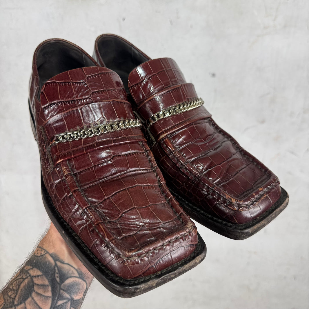 Martine Rose Square Toe Embossed Croc Loafer