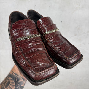 Martine Rose Square Toe Embossed Croc Loafer