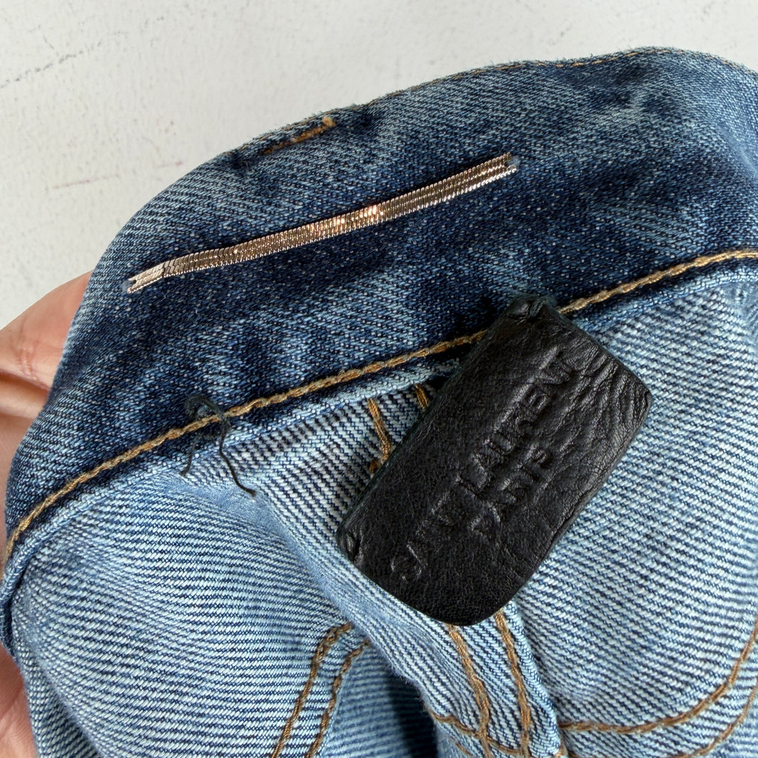 Saint Laurent Washed Blue Paint Splatter D18 Jeans