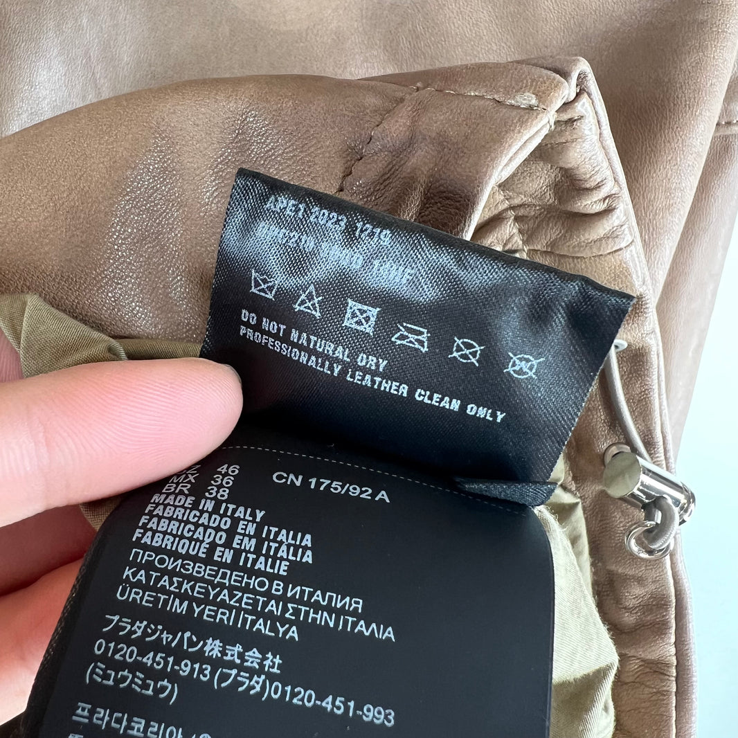 Prada Brown Nappa Lambskin Zip Shirt