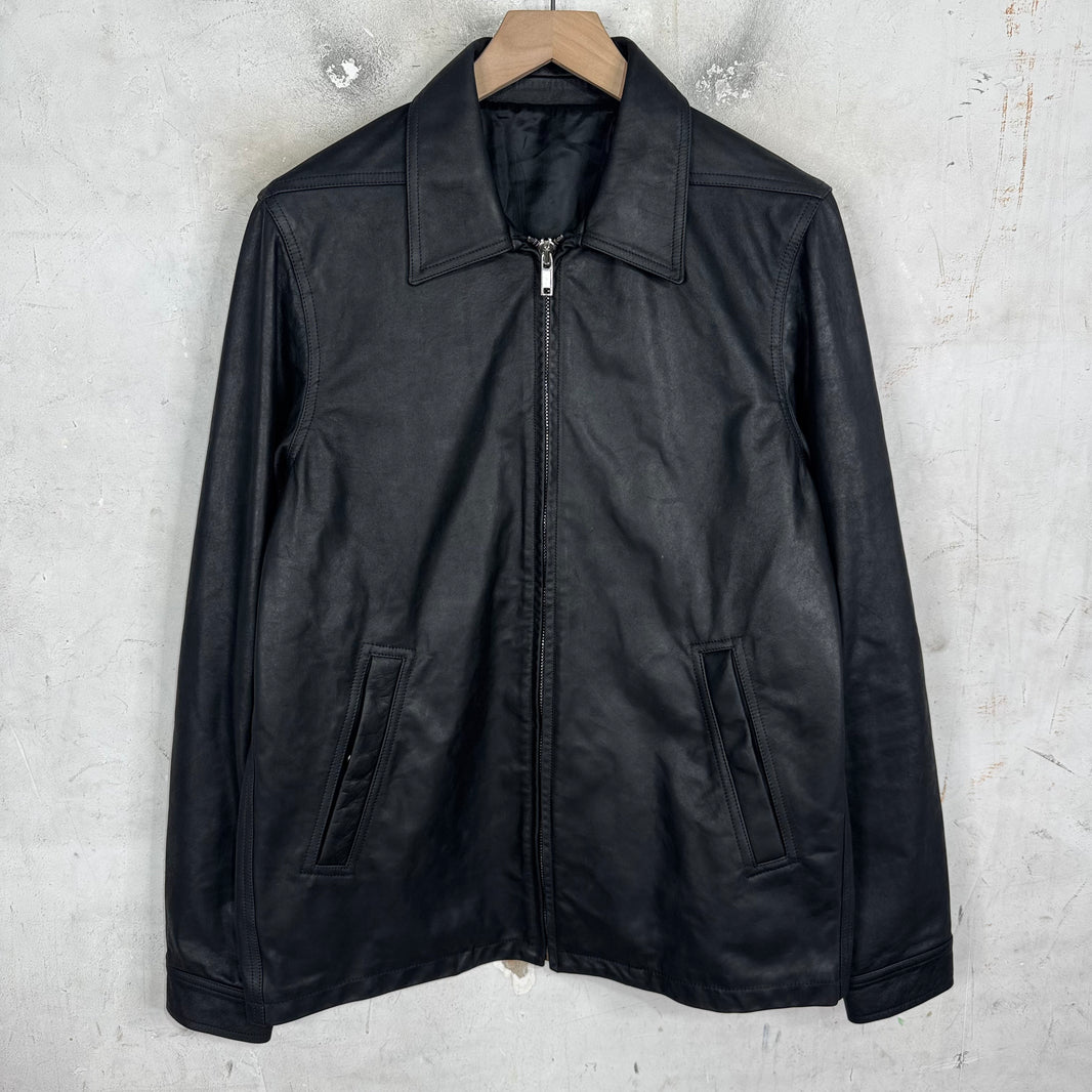 Rick Owens Leather Porterville Strapped Leather Zip Jacket