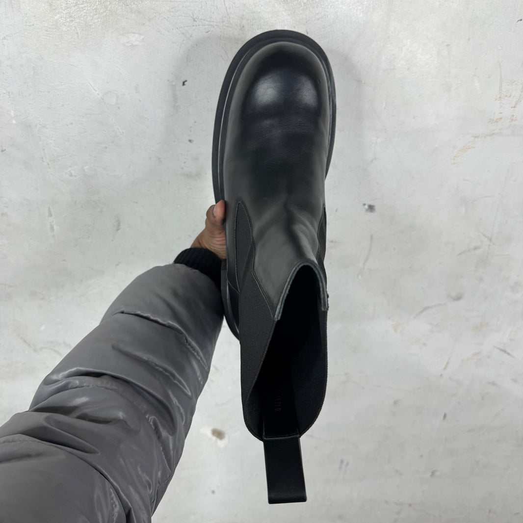 Rick Owens Leather Chelsea Bogun Boots