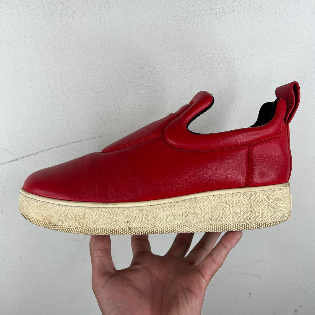 Celine Red Leather Slip On Sneakers