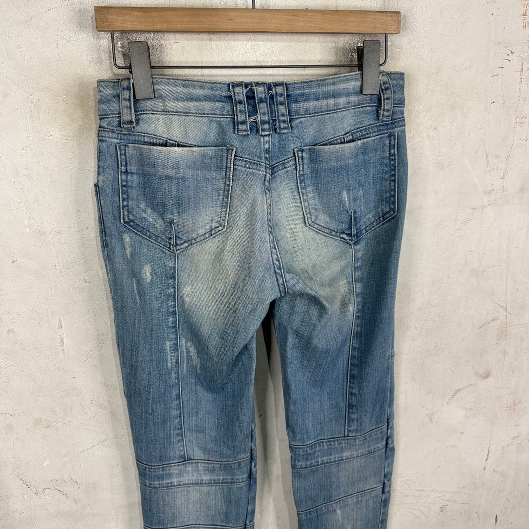 Balmain Womens Lightwash Biker Jeans