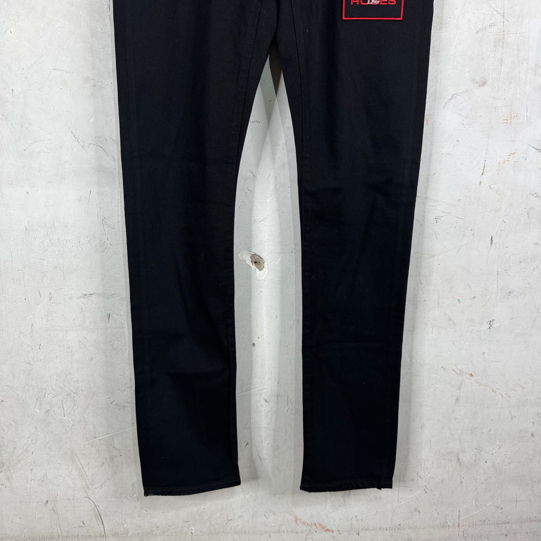 Dior Black Roses Patch Skinny Jeans
