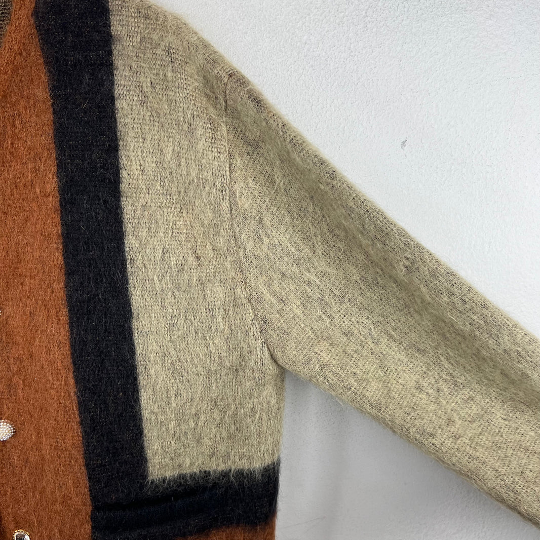 Celine Rhinestone Button Up Mohair Cardigan