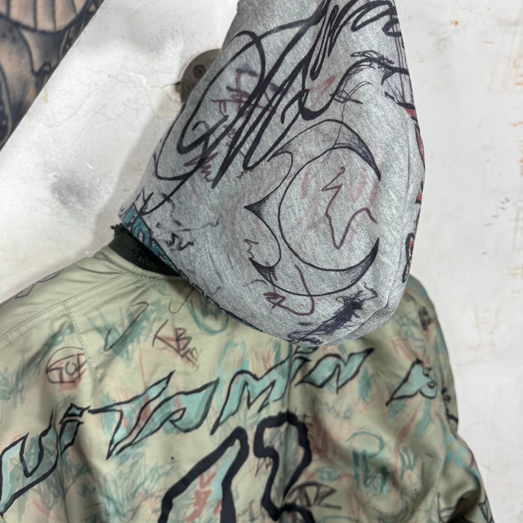Mowalola Cropped Grafitti Bomber Jacket
