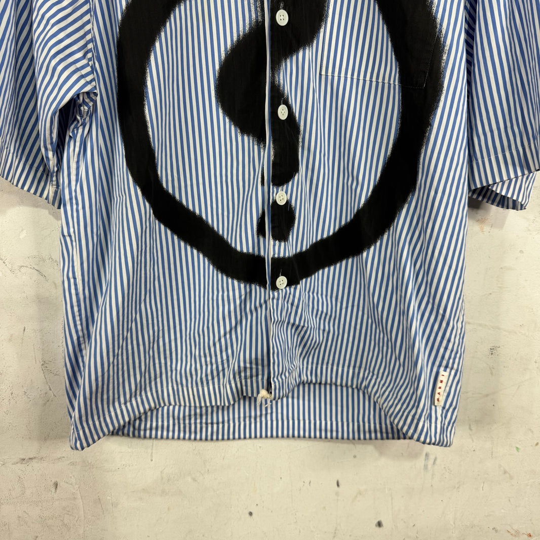 Marni Spray Graphic Hooded Stipe Shirt