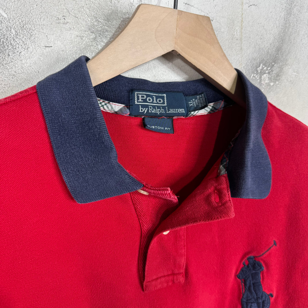 Ralph Lauren Plaid "3" Red/Navy Polo