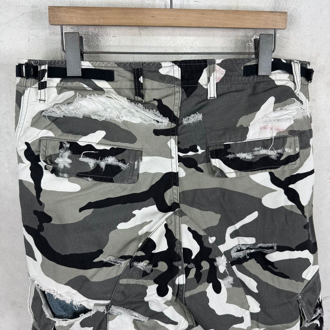 Balenciaga Trompe Layered Snow Camo Shorts