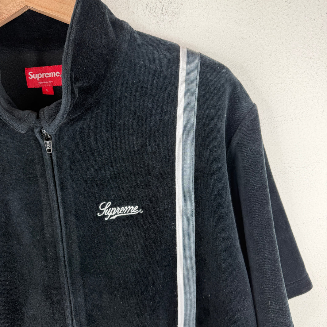 Supreme Black Velour Warm Up Zipper S/S Shirt