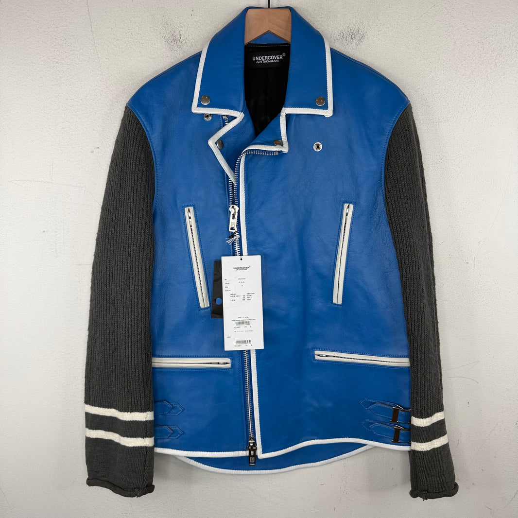 Undercover Blue Hybrid Leather Perfecto Jacket