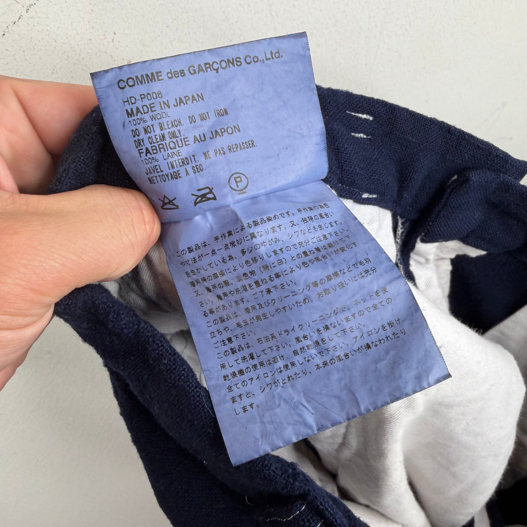 CDG Blue Wool Single Stripe Trousers