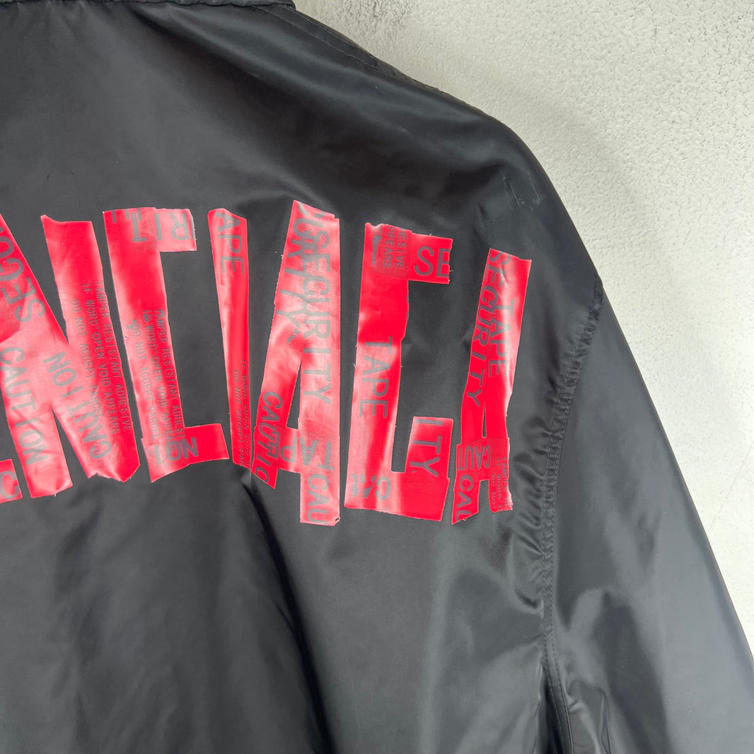 Balenciaga Sample Black Nylon Red Tape Coaches Jacket