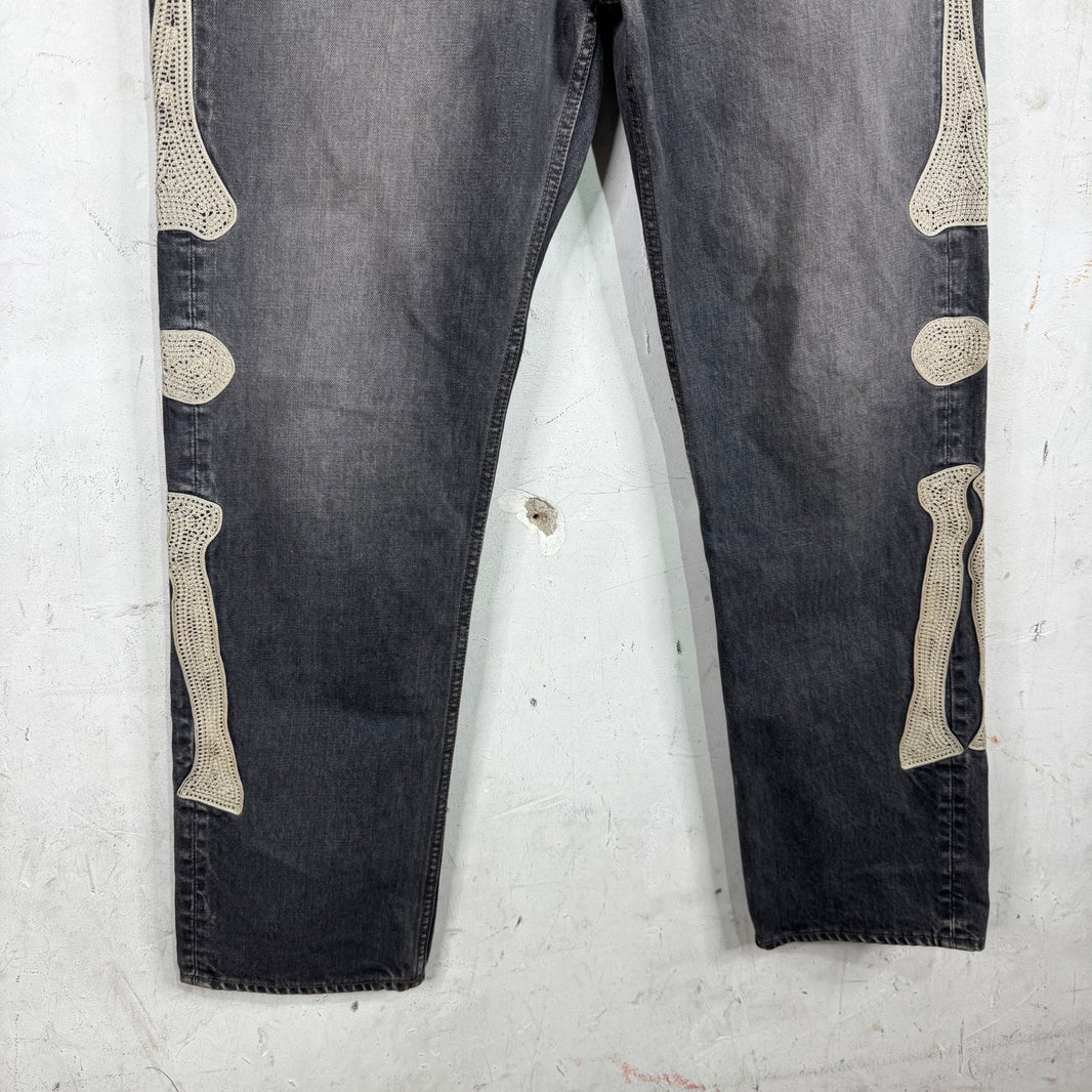 Kapital Charcoal Faded Bone Jeans