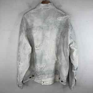 Balenciaga Distressed White Oversized Denim Jacket