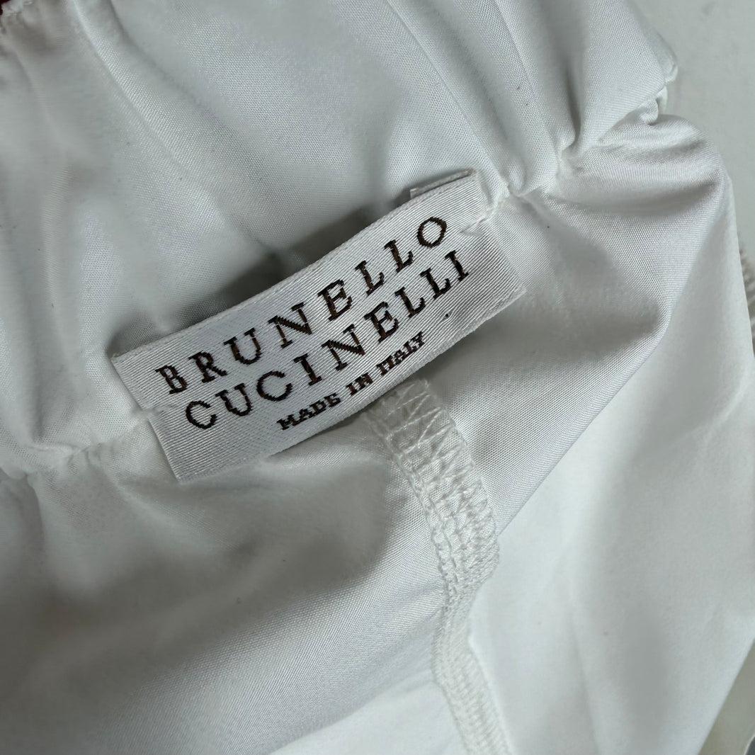 Brunello Cucinelli Pleated White Shorts