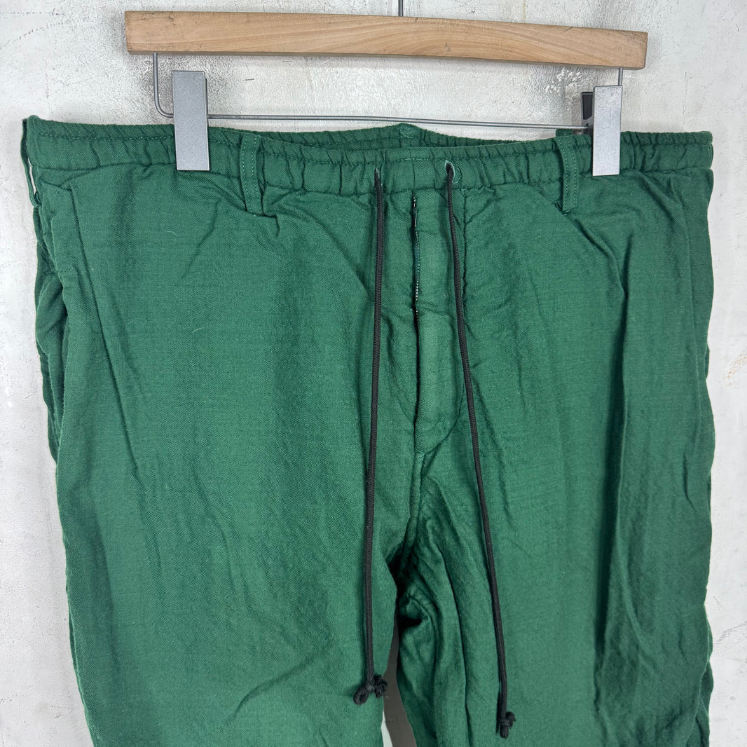 Yohji Yamamoto Green Wool Lined Pants