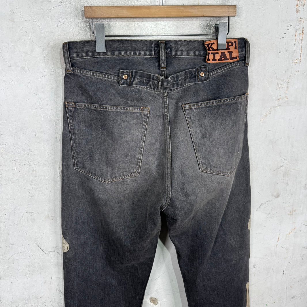 Kapital Charcoal Faded Bone Jeans