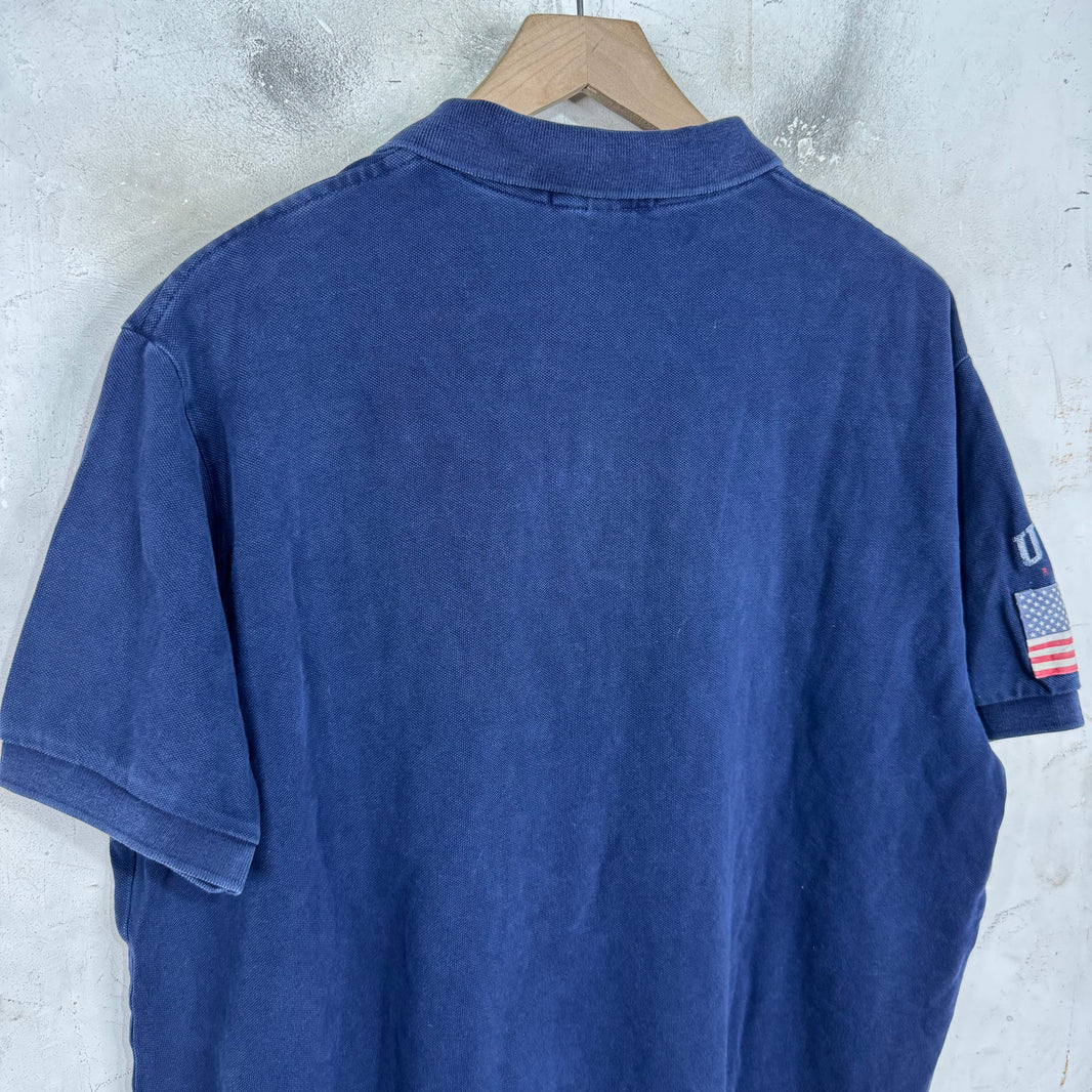 Ralph Lauren Navy Red USA Sleeve Big Pony Polo