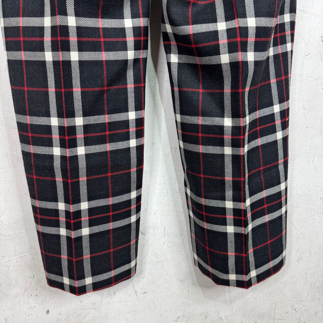 Marni Black/Red Plaid Wool Trousers