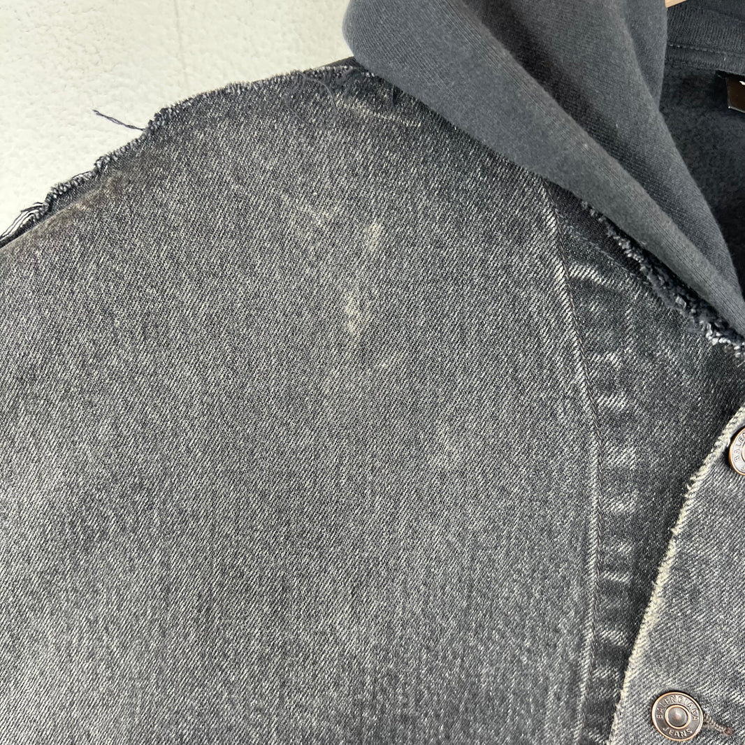 Balenciaga Sample Hybrid Denim Hooded Red Tape Jacket