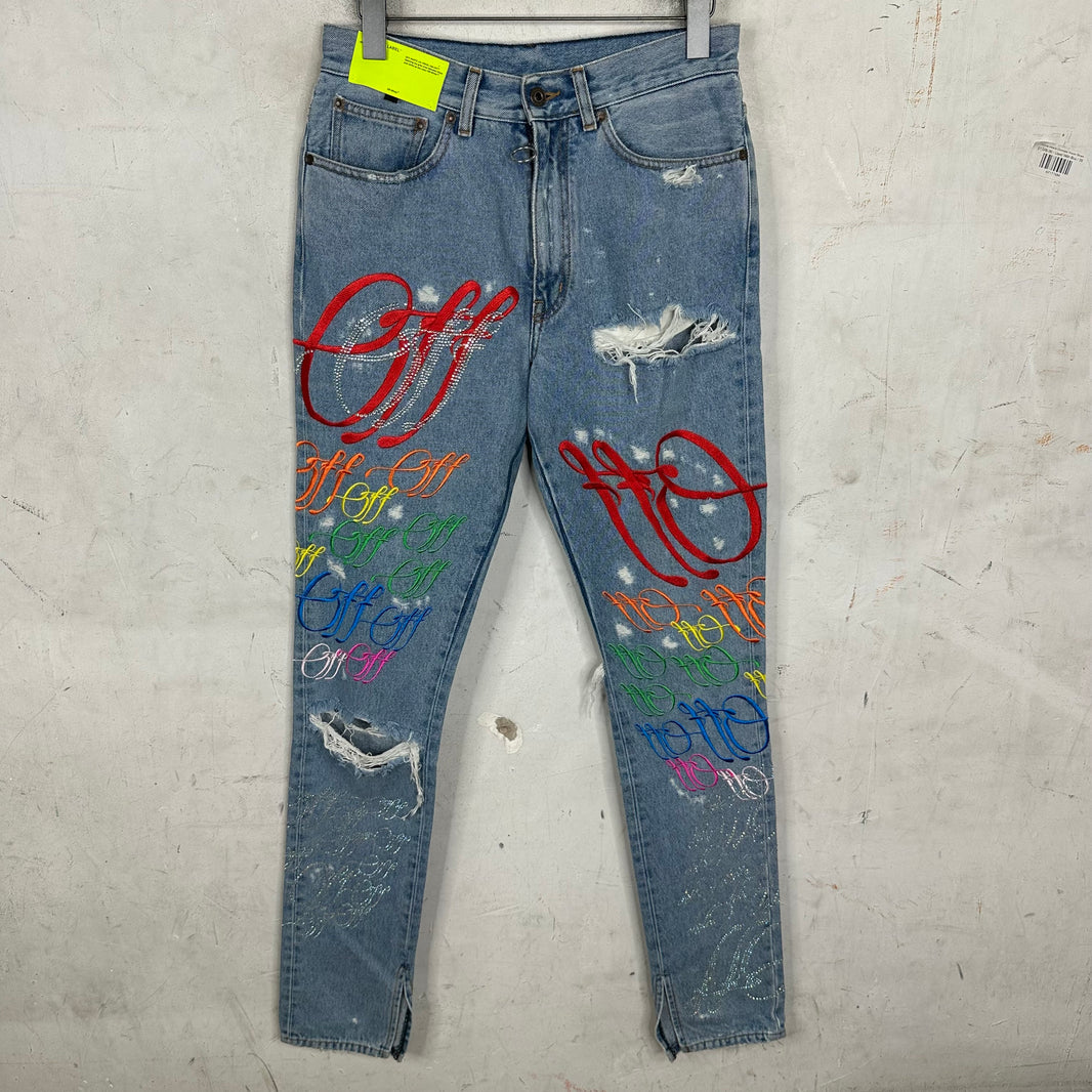 Off White x MRDR BRVDO Embellished Jeans