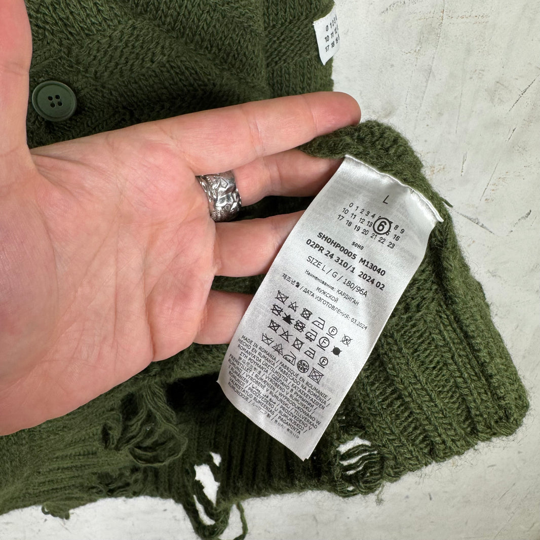 Margiela MM6 Green Frayed Cardigan