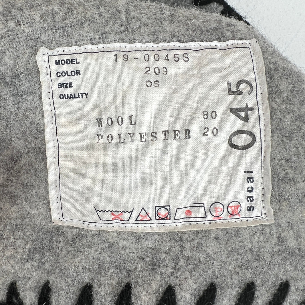 Sacai Navy/Gray Wool Blend Throw Blanket