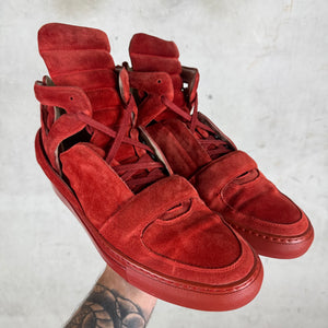 Giuliano Fujiwara Red Suede Skeleton Sneakers