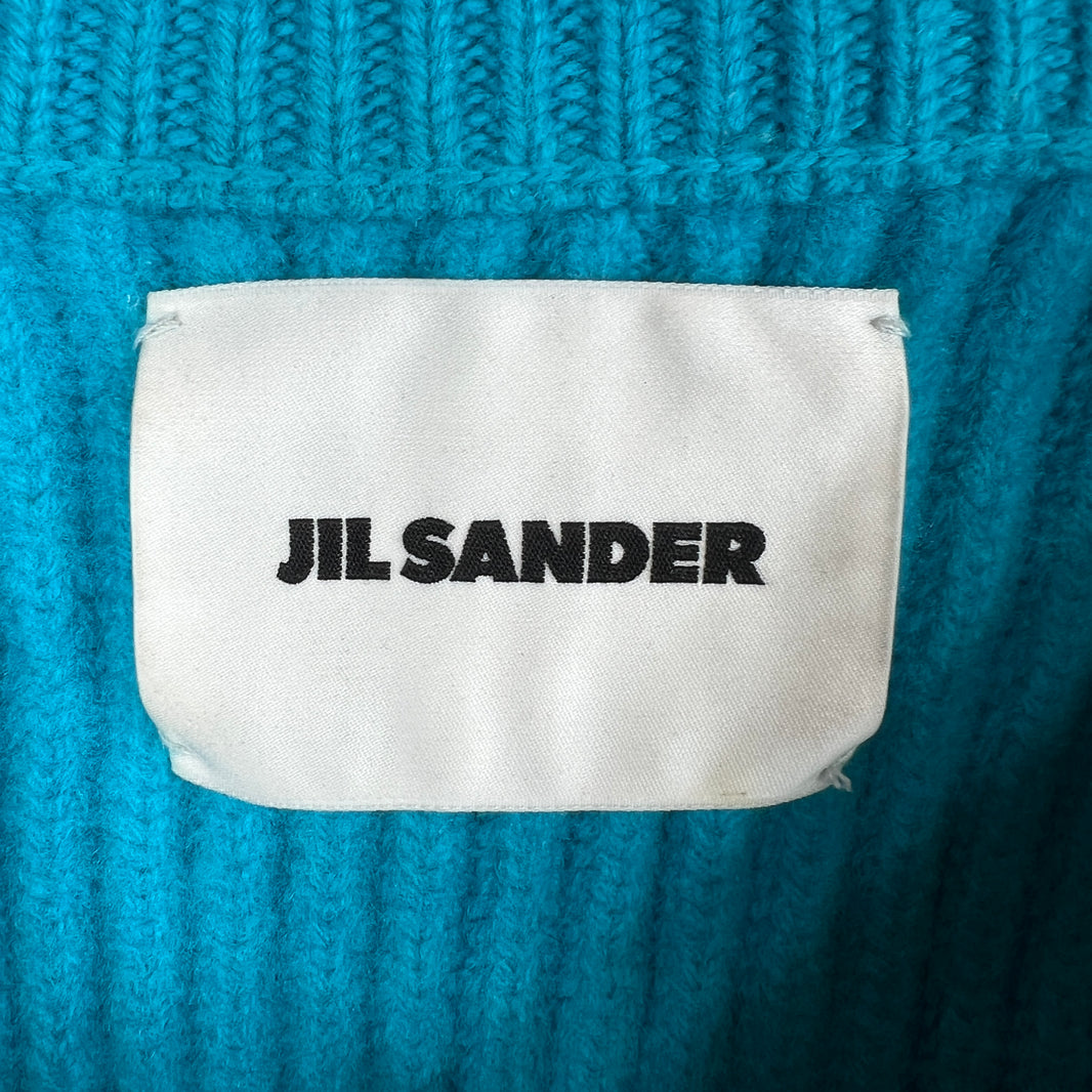 Jil Sander Blue Asymmetric Knit Sweater