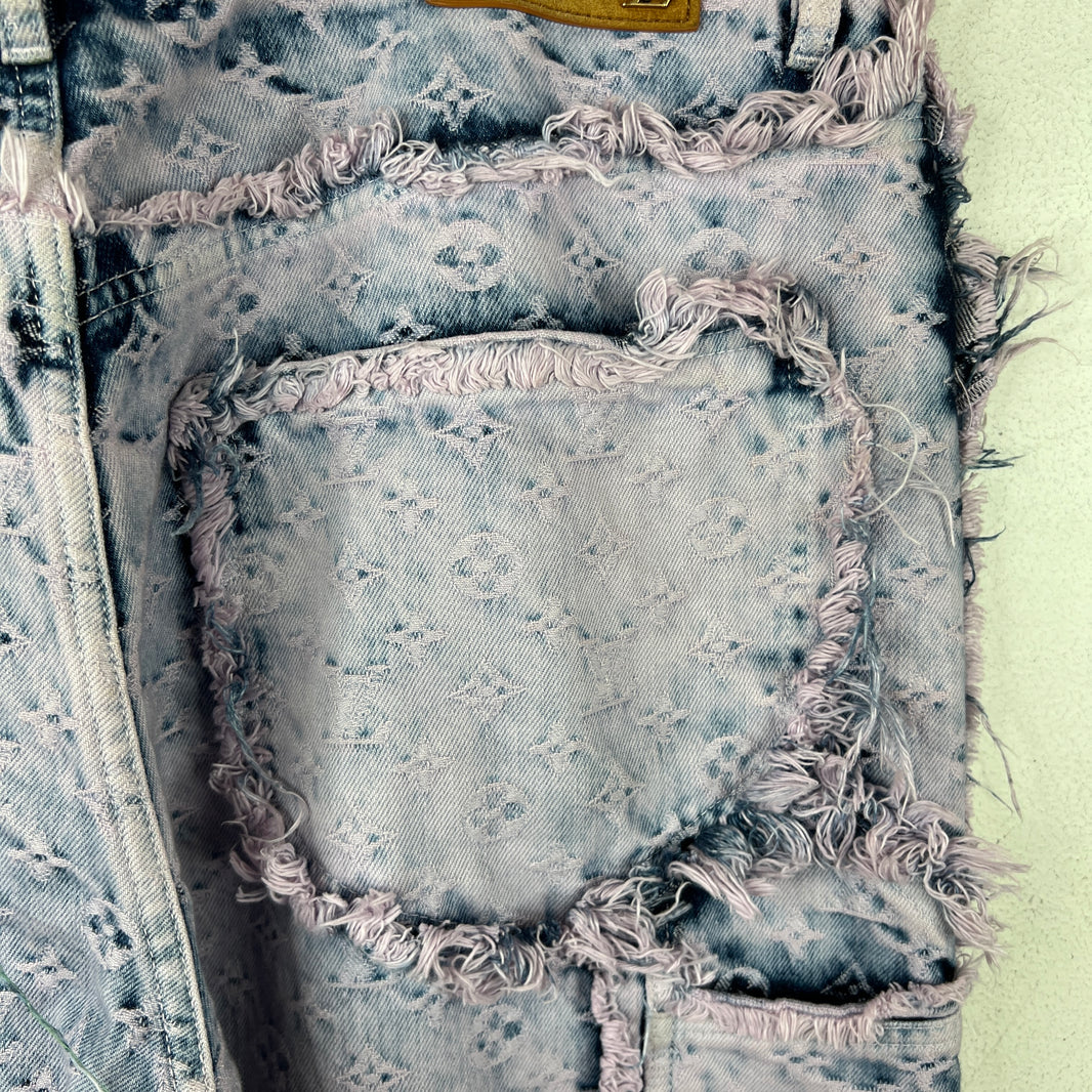 Louis Vuitton Purple Flayed Monogram Flared Carpenter Jeans