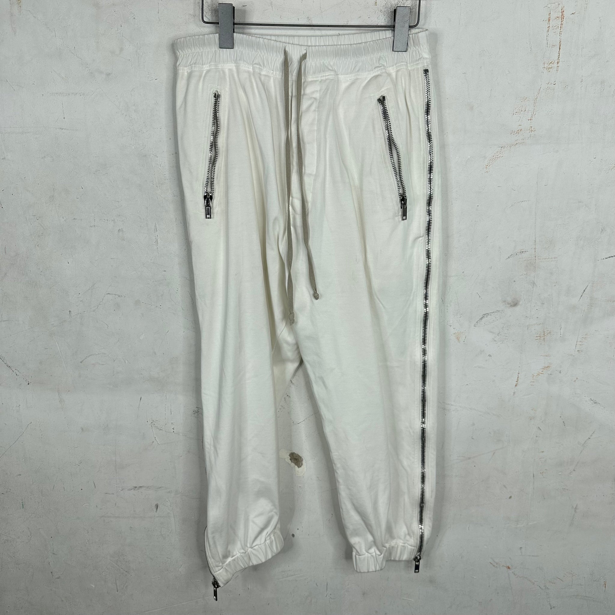Rick Owens Chalk White Side Zip Trousers