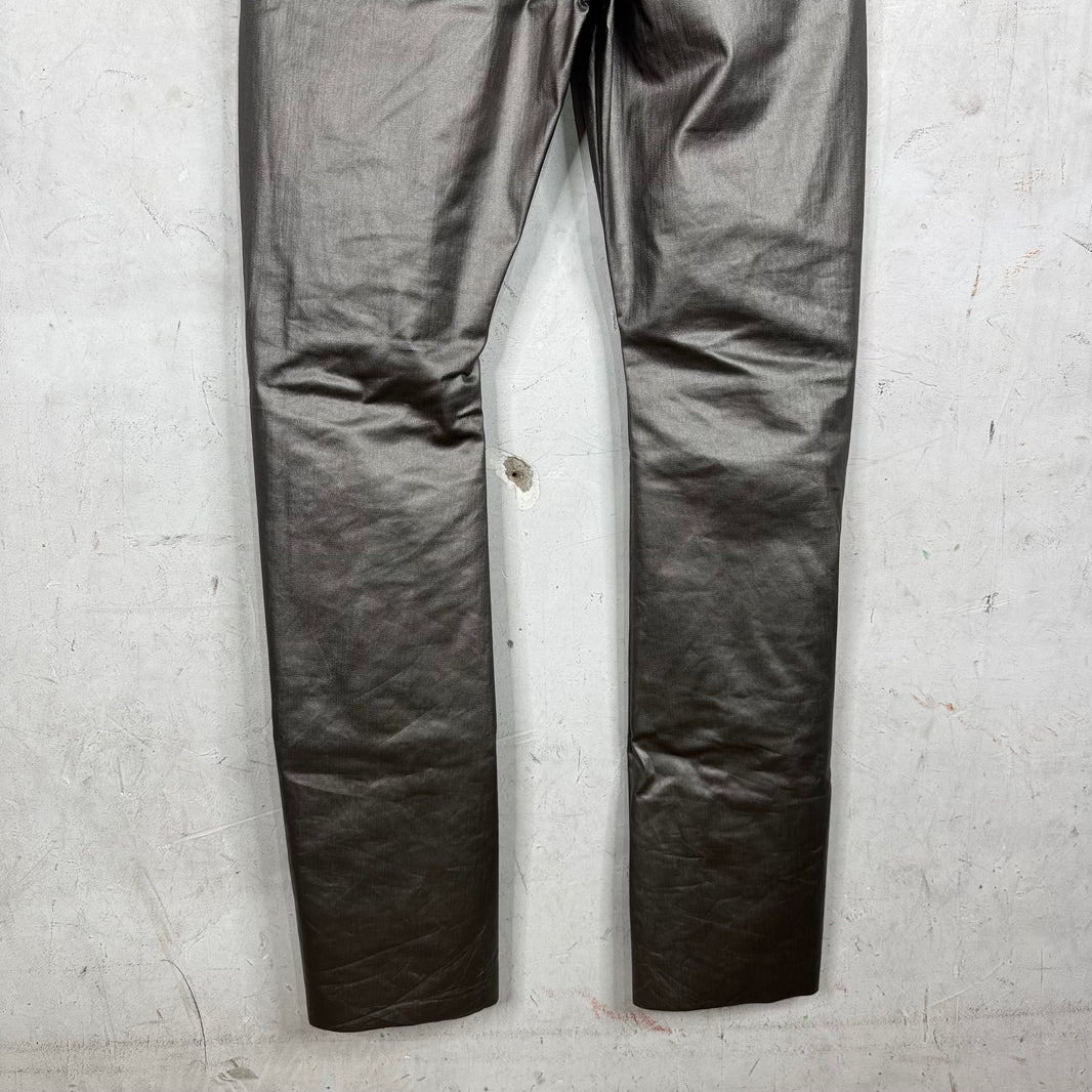 Rick Owens Lido Silver Coated Banana Bolan Jeans