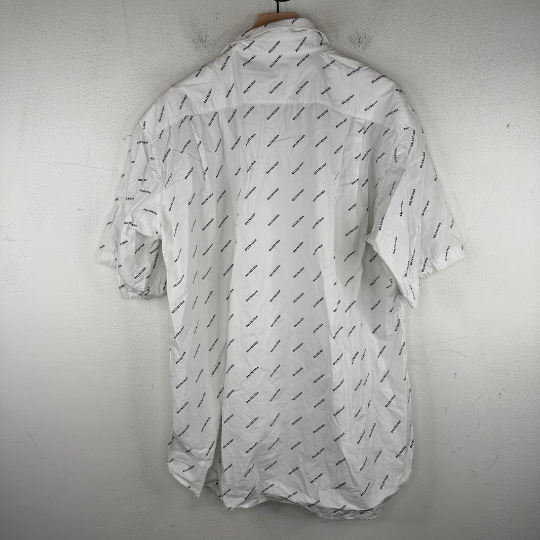 Balenciaga AOP Diagonal Logo Button Up S/S Shirt